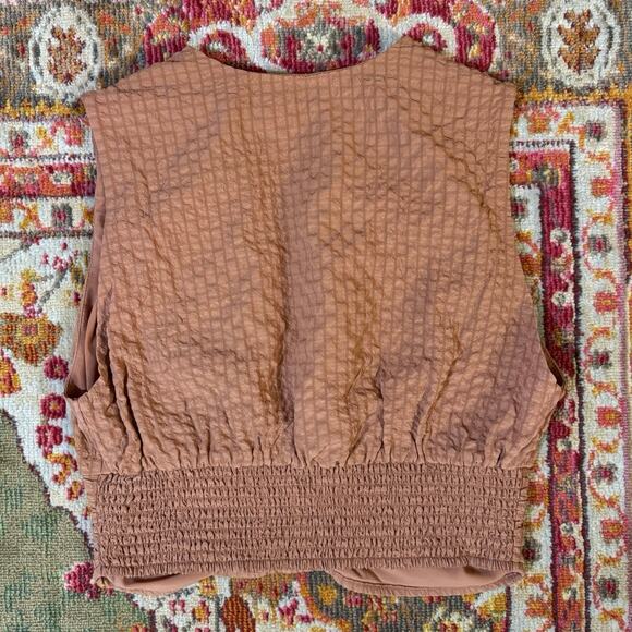 Abercrombie & Fitch Linen Blend Light Orange Nude Crop Top Tank - Picture 4 of 4